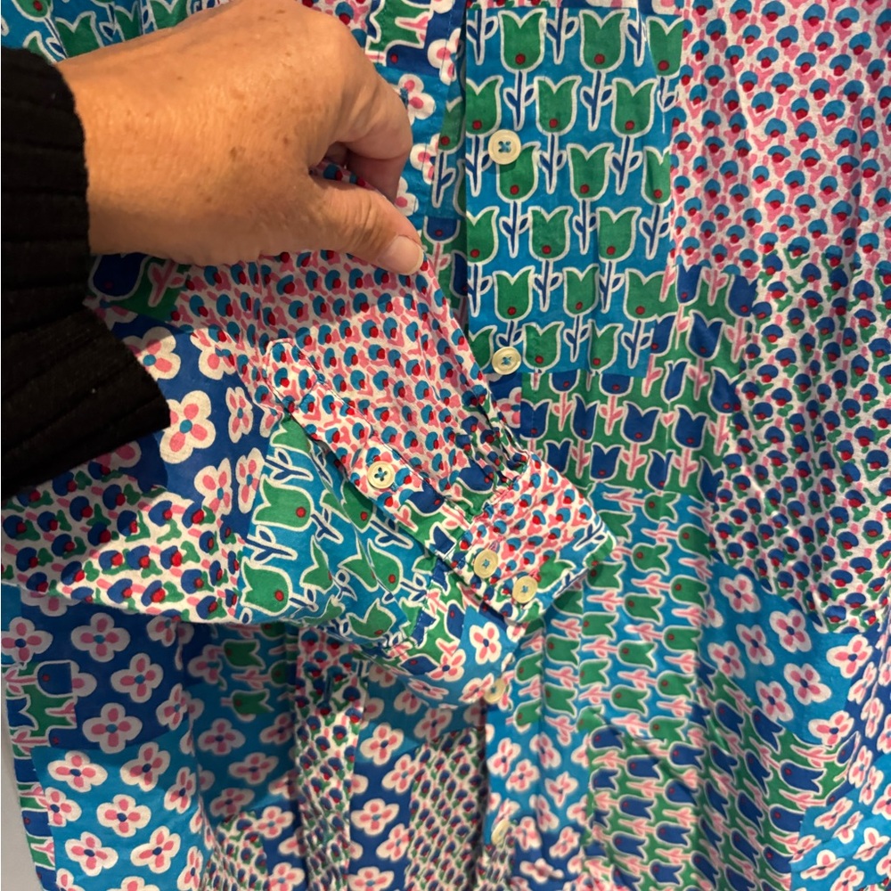 Talbots Blue and Green Floral Top - Picture 3 of 8